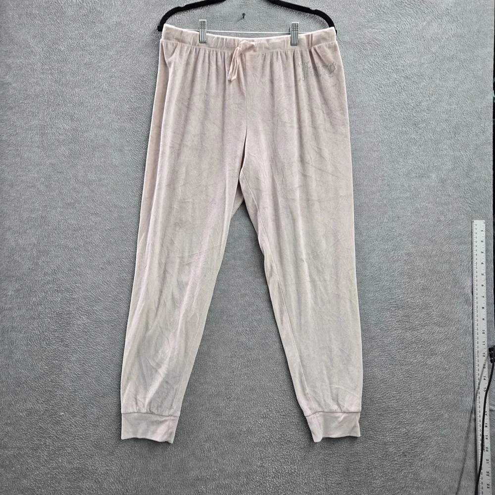 Juicy Couture Women Sleepwear XL Pink Pajama‎ Jogger Velour Rhinestones